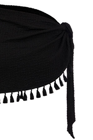 Pareo Siyah Püsküllü Plaj Giyim