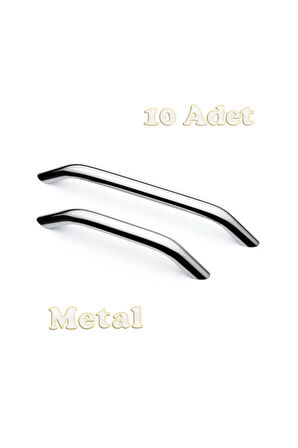 Eko Kumru Alüminyum Metal Lüks Modern Mobilya Çekmece Mutfak Dolabı Kulpu Krom 192mm (10 Adet)