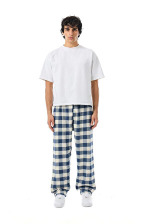 Unisex Ekoseli Oversize Pantolon – %100 Pamuk, Relax Fit, Kışlık Sıcak Tutan Streetwear Günlük Eşofman Altı (S–XXL)