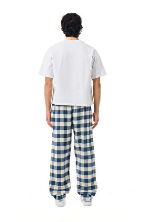 Unisex Ekoseli Oversize Pantolon – %100 Pamuk, Relax Fit, Kışlık Sıcak Tutan Streetwear Günlük Eşofman Altı (S–XXL)