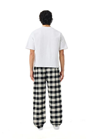 Unisex Ekoseli Oversize Pantolon – %100 Pamuk, Relax Fit, Kışlık Sıcak Tutan Streetwear Günlük Eşofman Altı (S–XXL)