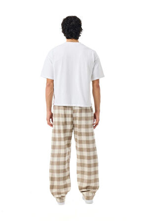 Unisex Ekoseli Oversize Pantolon – %100 Pamuk, Relax Fit, Kışlık Sıcak Tutan Streetwear Günlük Eşofman Altı (S–XXL)