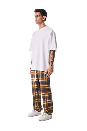 Unisex Ekoseli Oversize Pantolon – %100 Pamuk, Relax Fit, Kışlık Sıcak Tutan Streetwear Günlük Eşofman Altı (S–XXL)