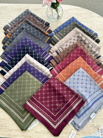 Silk Home Olinda Eşarp Mavi-Ekru