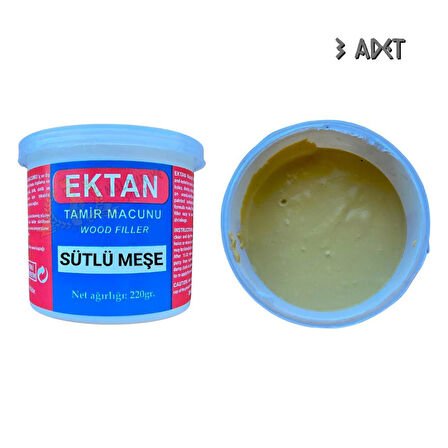 Ektan Masif ve Ahşap Tamir Macunu SÜTLÜ MEŞE 220 gr. - 3 Adet