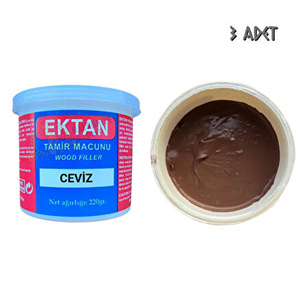 Ektan Masif ve Ahşap Tamir Macunu CEVİZ 220 gr. - 3 Adet