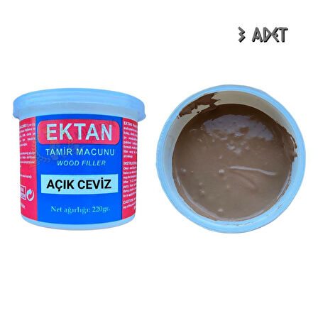 Ektan Masif ve Ahşap Tamir Macunu AÇIK CEVİZ 220 gr. - 3 Adet