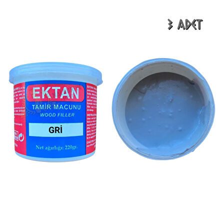 Ektan Masif ve Ahşap Tamir Macunu GRİ 220 gr. - 3 Adet
