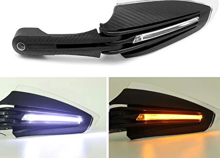 Çift Ledli Karbon Motosiklet Elcik Koruma