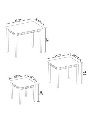Elegance Beyaz Mdf Lake Boyalı Tabla Gürgen Ayaklı 3 Lü Zigon Sehpa Takımı Çay Sehpası Servis Sehpa