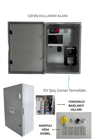 Elektrikli Araç Büyük Boy Şarj Panosu 22kW - Sigortalı & Prizli Kombinasyon Kutusu