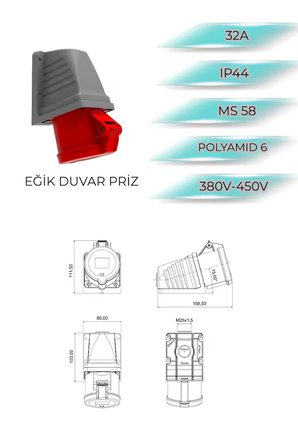 Elektrikli Araç Büyük Boy Şarj Panosu 22kW - Sigortalı & Prizli Kombinasyon Kutusu