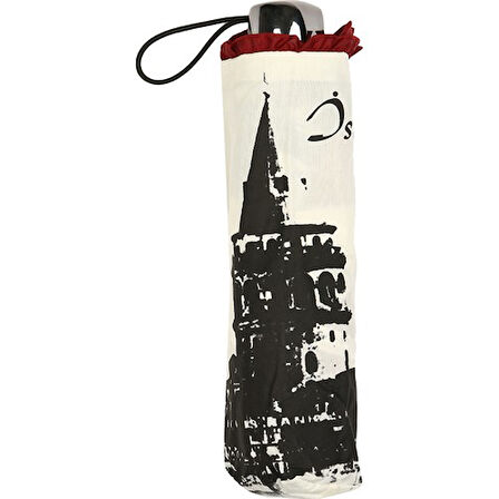 Eleven Bordo İstanbul Konseptli Katlanır Şemsiye