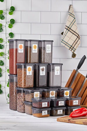 Elina 92 Parça Erzak Ve Bakliyat Saklama Kabı Baharat Seti 12x300ml 10x(350ML500ML1100ML)4x1700ML