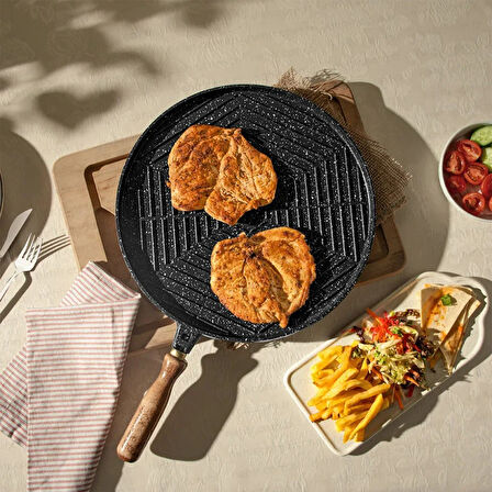 Nehir Alüminyum Döküm Grill-Gözleme Çift Taraflı 36 cm Tava