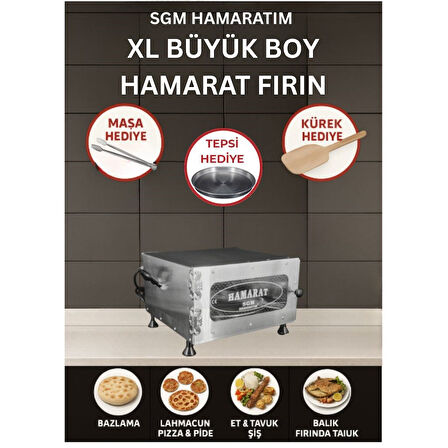 SGM Hamaratım Hamarat Xl Büyük Boy Pratik Fırın 2000w Bazlama Lahmacun Ekmek Pide Pizza Et Tavuk 