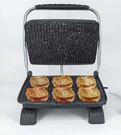Elis Concept & Dökümix Demir Döküm Granit Siyah 1800 Watt  4-6 Dilim Ev-Sanayi-Büfe Tipi Tost Mak.