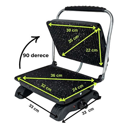 Elis Concept & Dökümix Demir Döküm Granit Gri 1800 Watt 4-6 Dilim Ev-Sanayi-Büfe Tipi Tost Mak. 