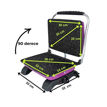 Elis Concept & Dökümix Demir Döküm Granit Lila 1800 Watt 4-6 Dilim Ev-Sanayi-Büfe Tipi Tost Makinası