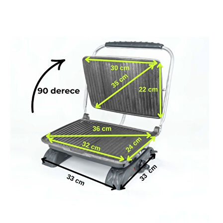 Dökümix Demir Döküm Gri 1800 Watt 4-6 Dilim Ev-Sanayi-Büfe Tipi Tost Makinası ve Izgara