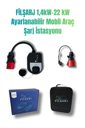Elektrikli Araç Paketi 2 -Şarj İstasyonu - Type(Tip) 2 Ac Şarj Kablosu - Dönüştürücü