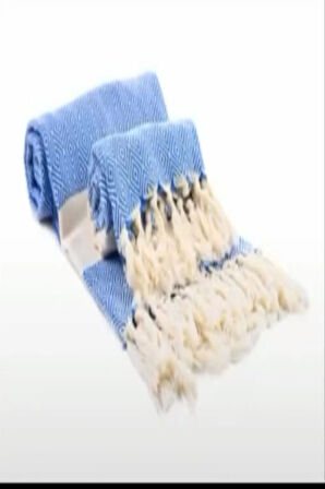 Elmas Desenli , 100 x 180 Mikrofiber Teknoloji ile Çabuk Kurur Peştemal Mavi Beyaz