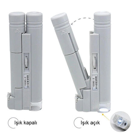 Cep Mikroskop 100X Taşınabilir LED Işıklı Yüksek Kaliteli Lens Taşıma Çantalı Kompakt El Mikroskobu