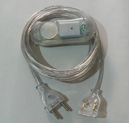 Işık ayarlayıcı dimmerli, 60 cm kırmızı çizgisiz, komple şeffaf uzatma kablosu