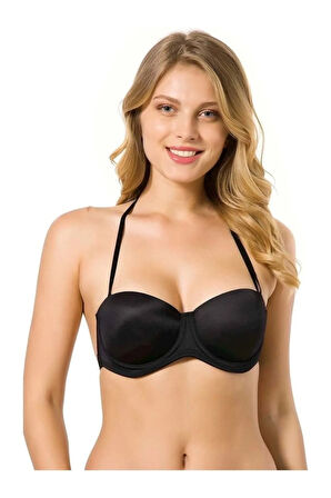 Kadın Siyah Boyundan Bağlamalı Sütyen