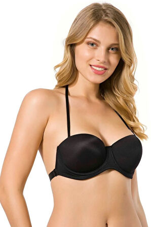 Kadın Ten Renk Dolgulu Destekli Sırtı Şeffaf Straplez Sütyen