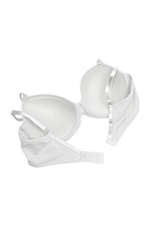 Kadın Soft Kaplı Desteksiz Taşlı Sütyen Ekru 9700 Diana