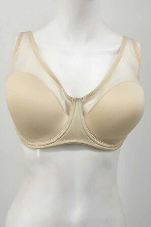 9200c Kadın - - Bej Tül Kaplı Soft Cup Sütyen - Ten