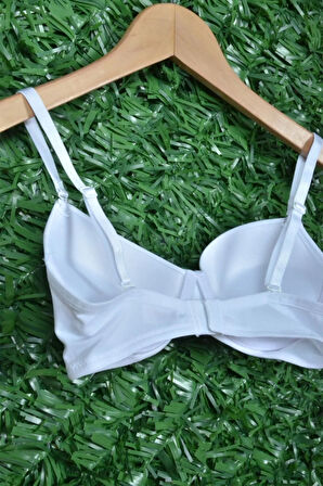 Kadın Beyaz  Micro Kaplı Kulaksız Dolgulu Destekli Sütyen 7050
