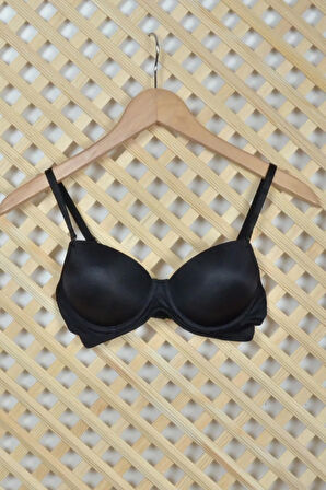 Kadın Siyah Micro Kaplı Kulaksız Dolgulu Destekli Sütyen 7050