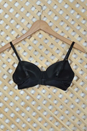 Kadın Siyah Micro Kaplı Kulaksız Dolgulu Destekli Sütyen 7050