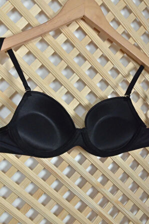 Kadın Siyah Micro Kaplı Kulaksız Dolgulu Destekli Sütyen 7050