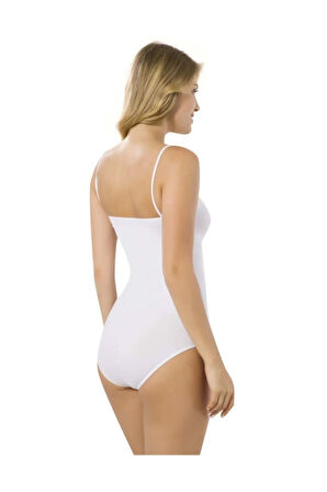 Kadın Beyaz Seamless Ip Askı Çıtçıtlı Ripli Badi 1923