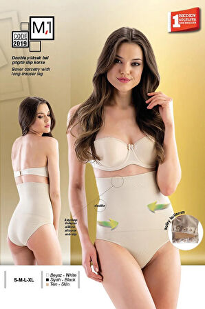 Beyaz Mı 2019 Double Yüksek Bel Çıtçıtlı Slip Korse