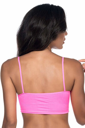 Kadın Pembe Neon Dikişsiz Ince Askı Büstiyer Yeni Sezon