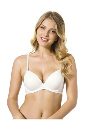 7050 Micro Kaplı Kulaksız Push Up Balenli Silikonlu Sütyen