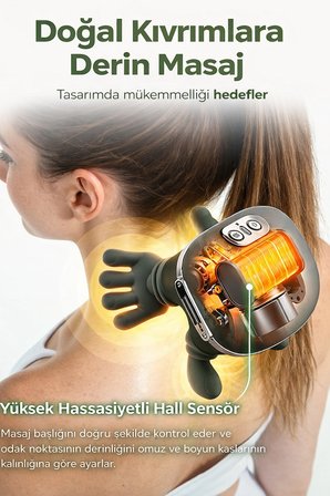 3D Boyun ve Omuz Masaj Aleti Şarjlı, Isıtmalı, Derin Doku Masaj Cihazı Evde Profesyonel Masaj