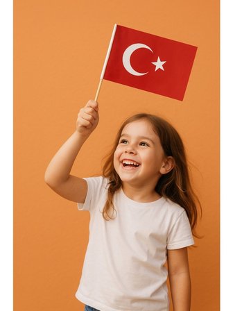 20 Adet Çubuklu Kağıt Ay Yıldız Türk Bayrağı Baskılı Milli Bayrak 25x20 Cm