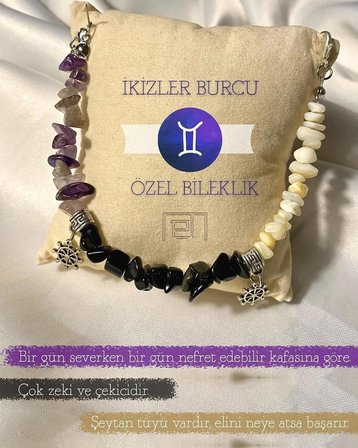 İkizler Burcu Özel Doğal Taş Burç Bilekliği