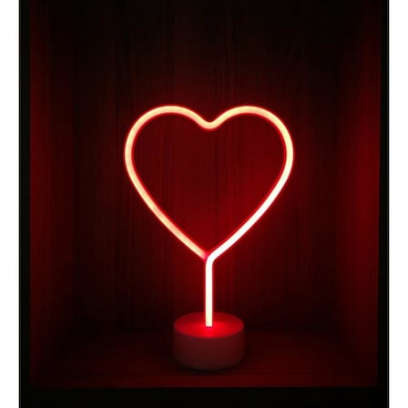 Neon Işıklı Kalp Masa Gece Lambası PİL+USB