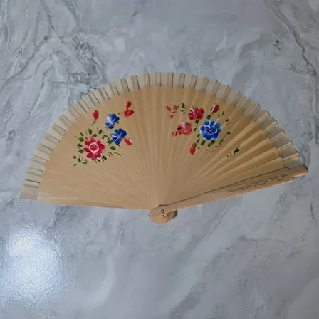 12Li Bambu Çift Taraflı Renkli Yelpaze