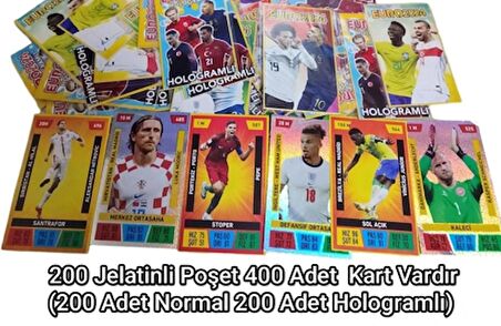 Euro 2024 Özel Seri Futbol Kartı 200 Poşet Toplam 400 Kart-(200 Normal 200 Hologramlı Kart Vardır)