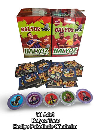 Balyoz Taso 50 Adet Futbolcu Tasoları | Hediye Paketinde ve Mini Oyuncak Hediyeli Oyun Seti