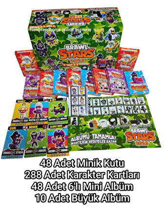 Brawl Stars 2025 Yeni Seri Kart (48 Minik Kutu 288 Adet Kart 48 Adet 6lı Sticker 10 Adet Büyük Albüm)