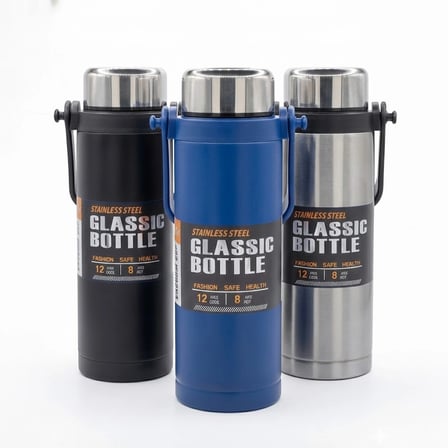 #Termos Yalıtımlı Sızdırmaz Sağlam Kamp Outdoor Soğuk Sıcak Taşıma Kulplu Çelik Termos 800 ML Gümüş
