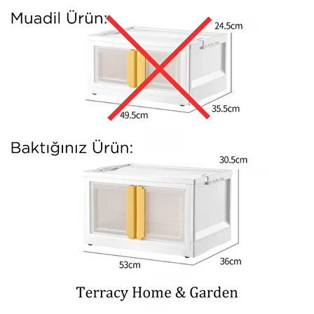 X-Large Ebatlı, Üst Üste İstiflenebilir, Katlanabilir Tekli Dolap, Beyaz Kulplu